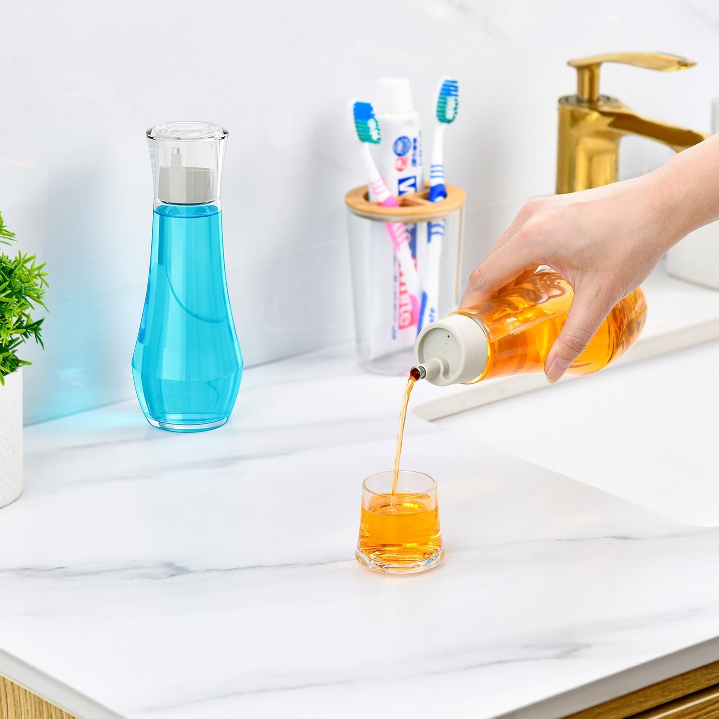 VITVITI Glass Mouthwash Decanter for Bathroom (2 ea)