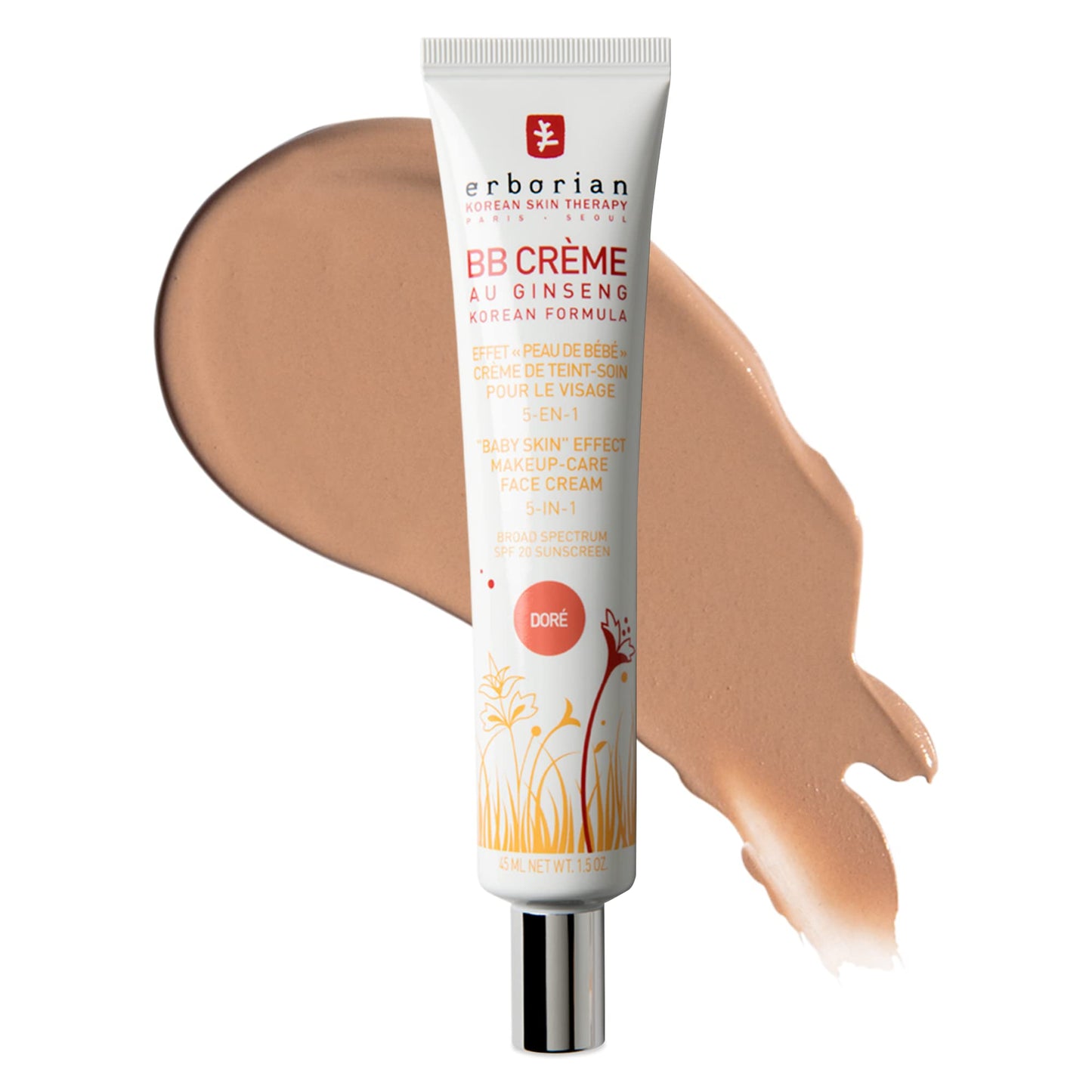 Erborian BB Cream with Ginseng - Lightweight Buildable Coverage with SPF & Ultra-Soft Matte Finish - Korean Face Skincare