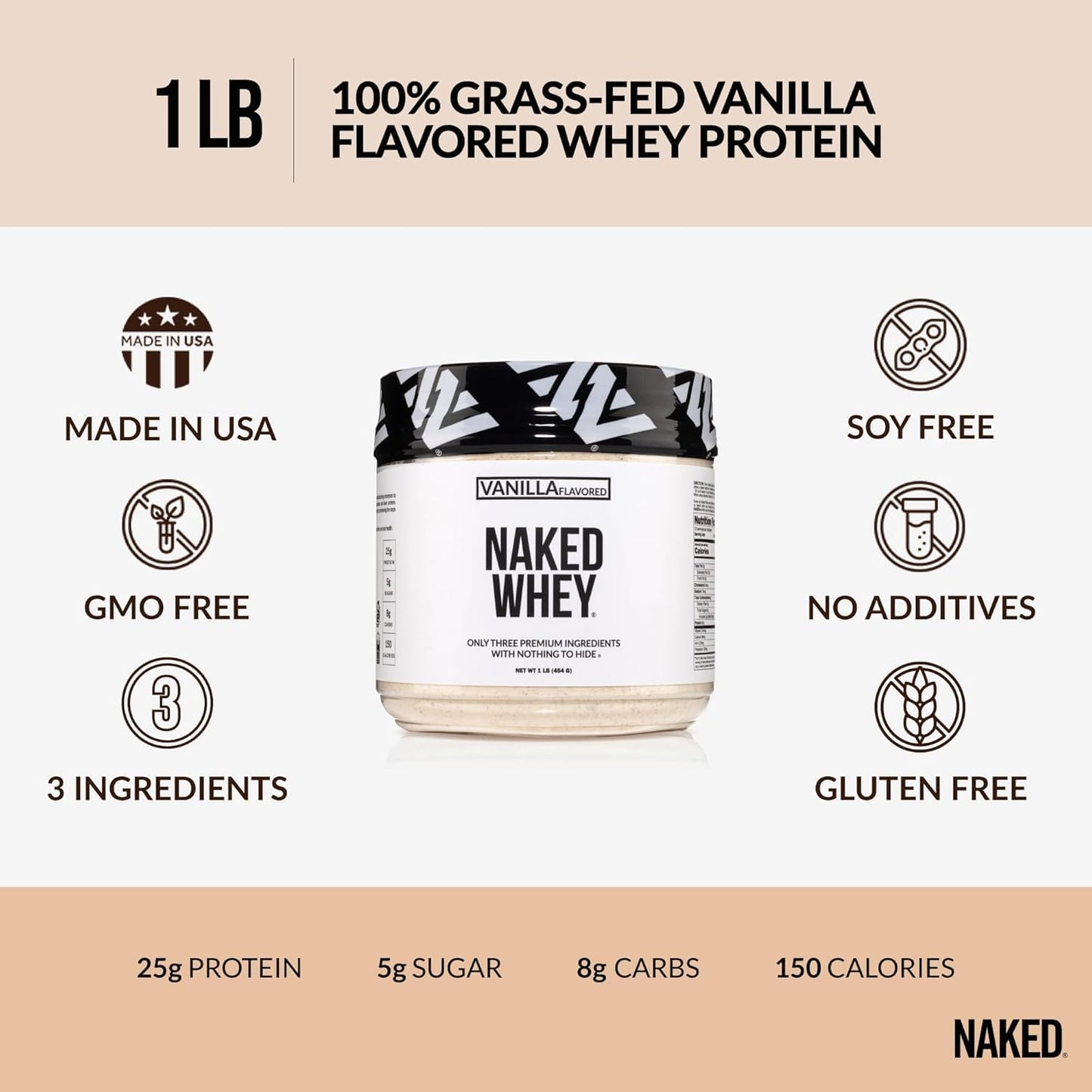 NAKED Whey Vanilla Protein Powder -  Grass Fed
