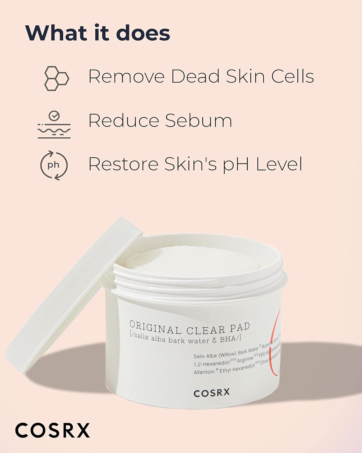 COSRX BHA Toner Pads, 70 Sheets, Exfoliating Pads