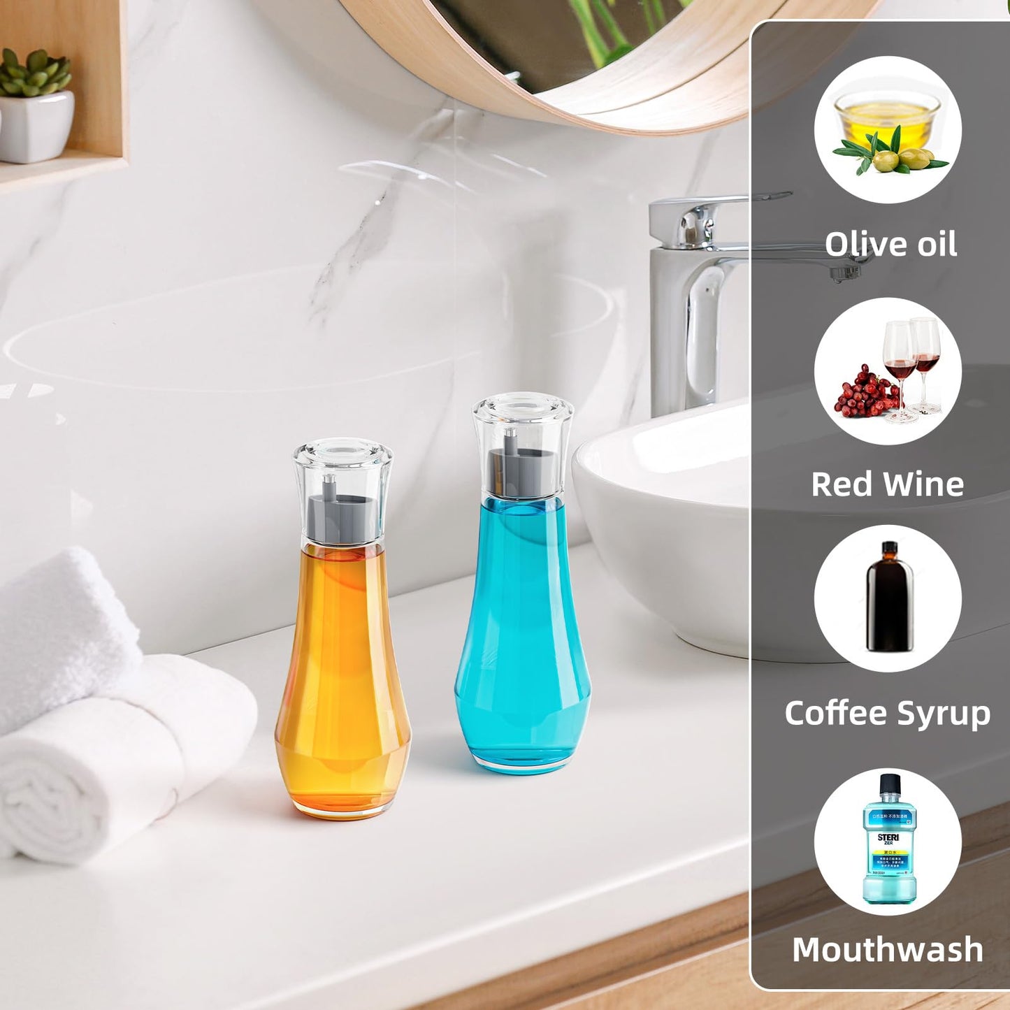 VITVITI Glass Mouthwash Decanter for Bathroom (2 ea)