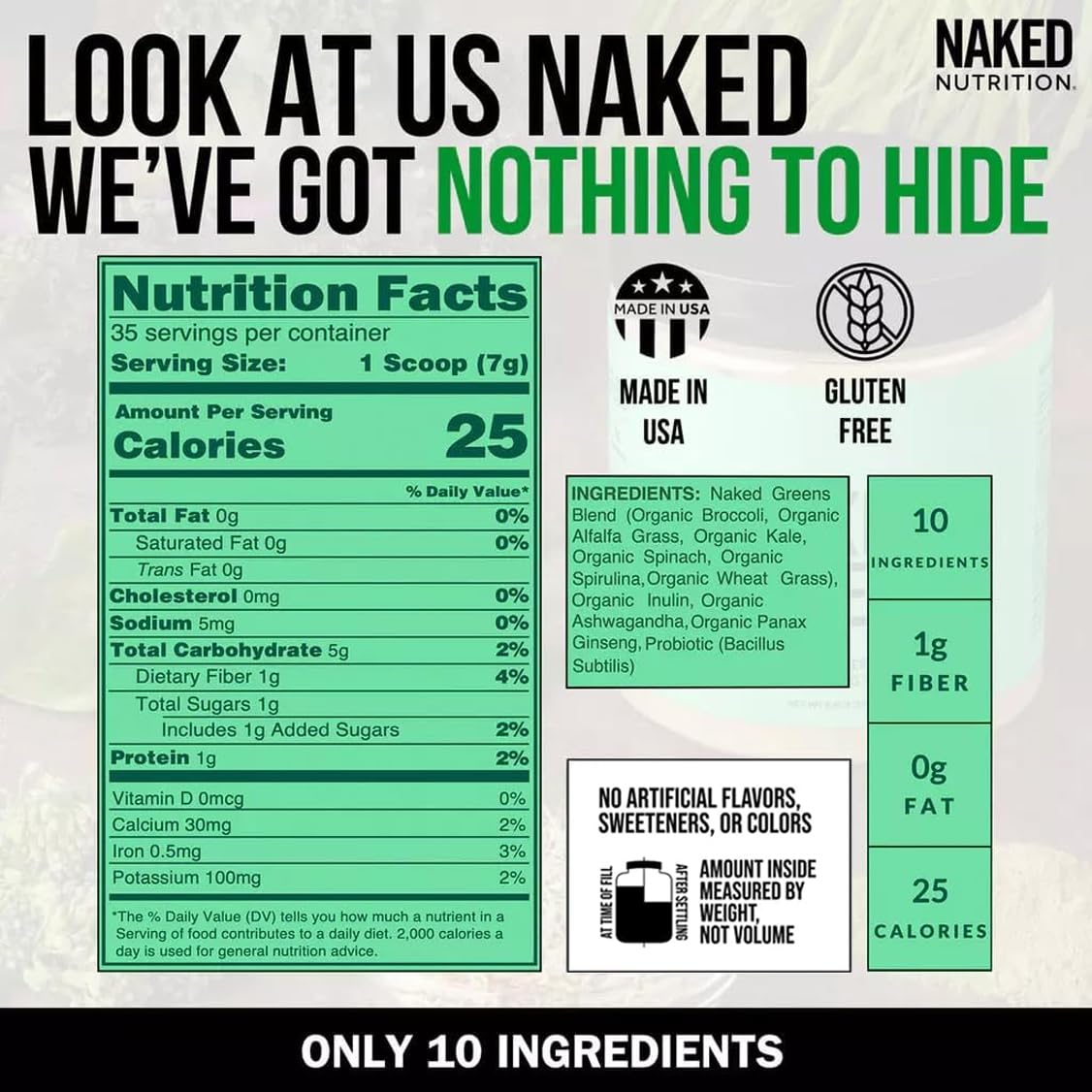 NAKED Super Greens Powder Organic Greens Supplement