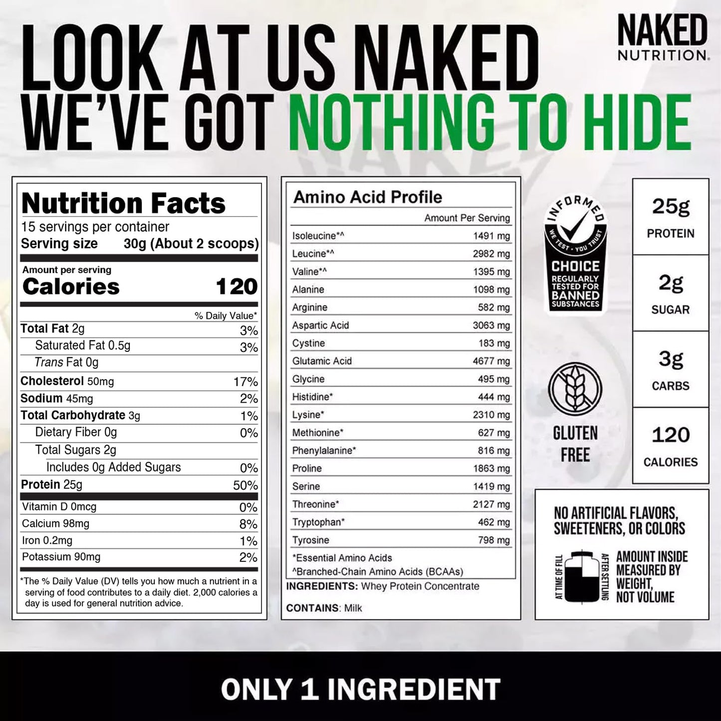 NAKED Whey Vanilla Protein Powder -  Grass Fed