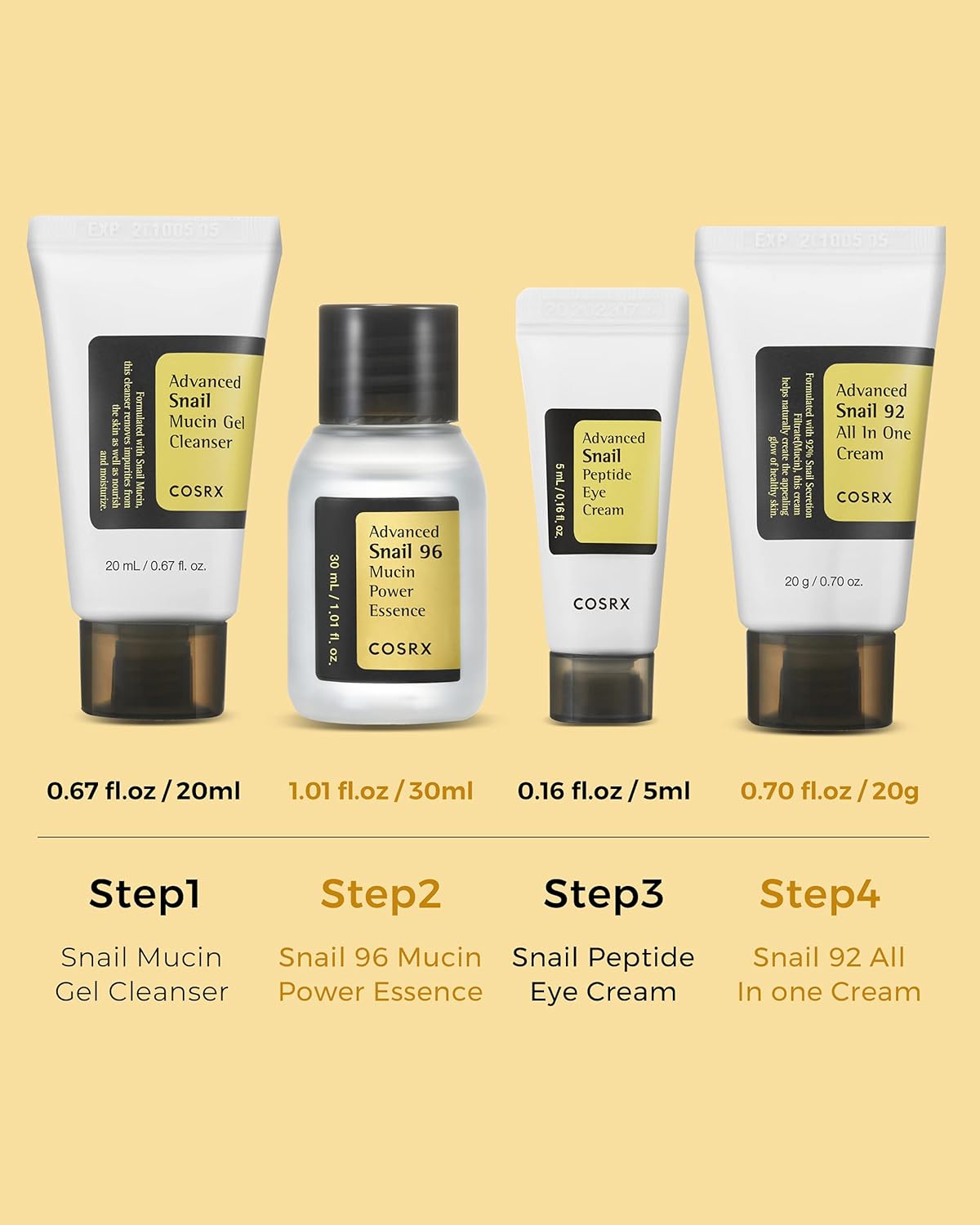 COSRX All About Snail Mucin Set, Mini Travel Essentials