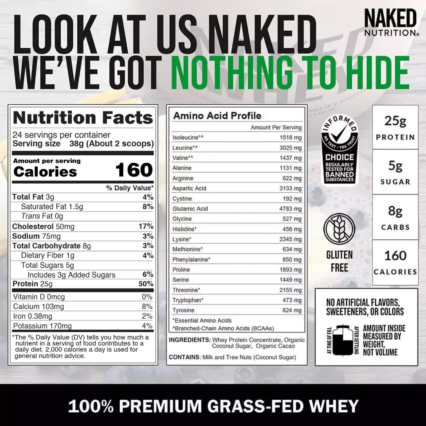 NAKED Whey Vanilla Protein Powder -  Grass Fed