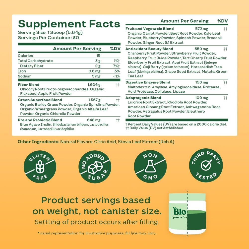 Bloom Nutrition Superfood Greens Powder, Mango + Bovine Colostrum Powder