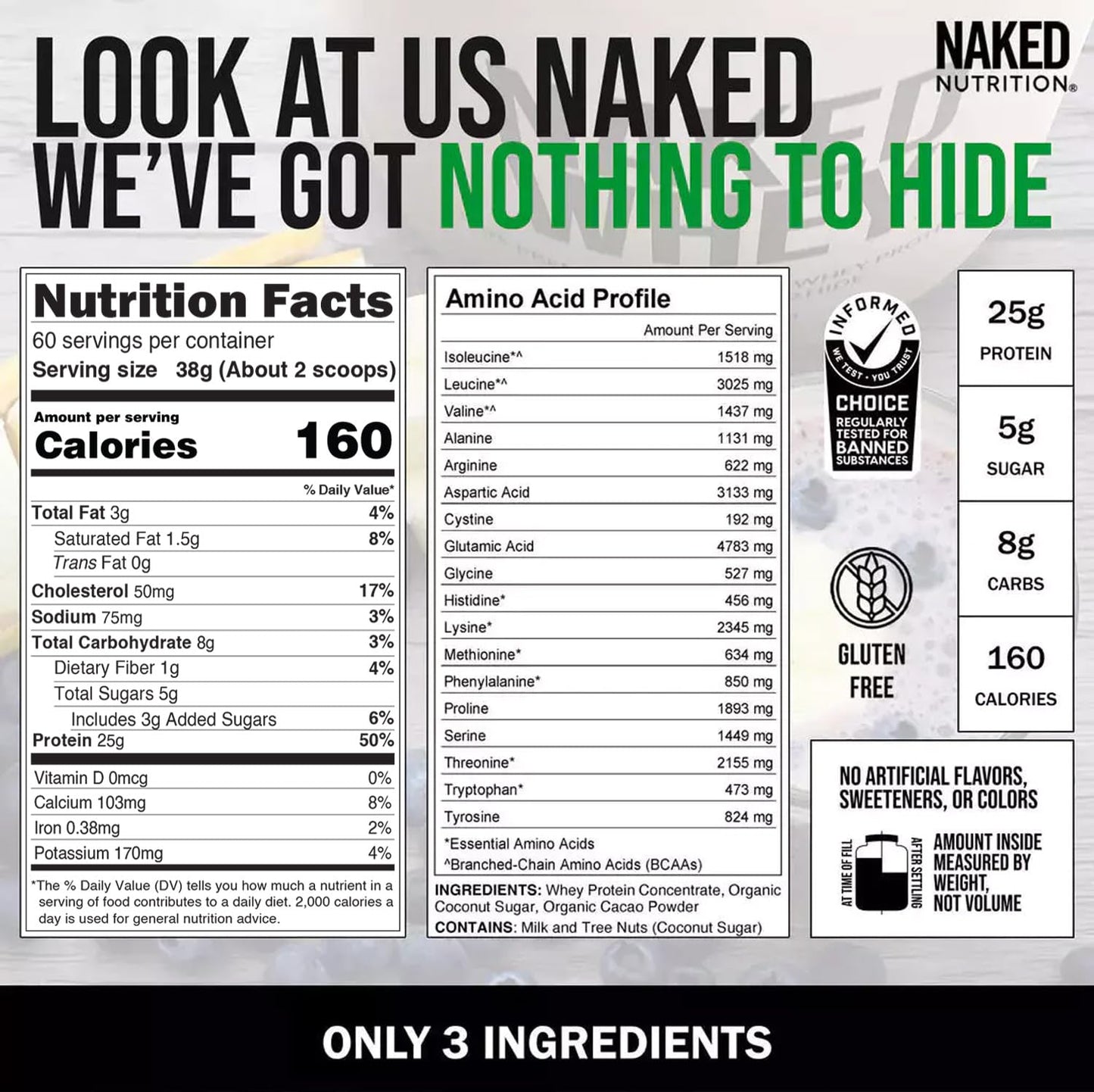 NAKED Whey Vanilla Protein Powder -  Grass Fed