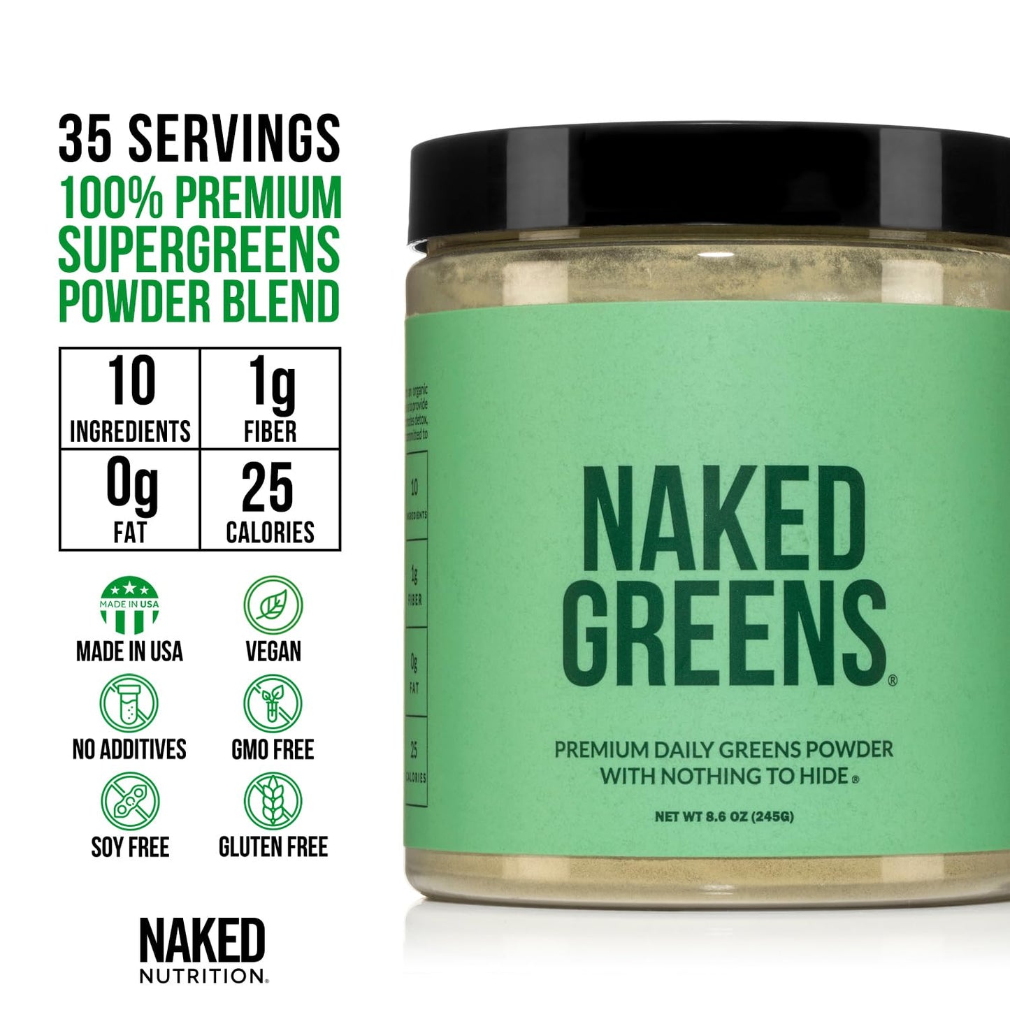 NAKED Super Greens Powder Organic Greens Supplement