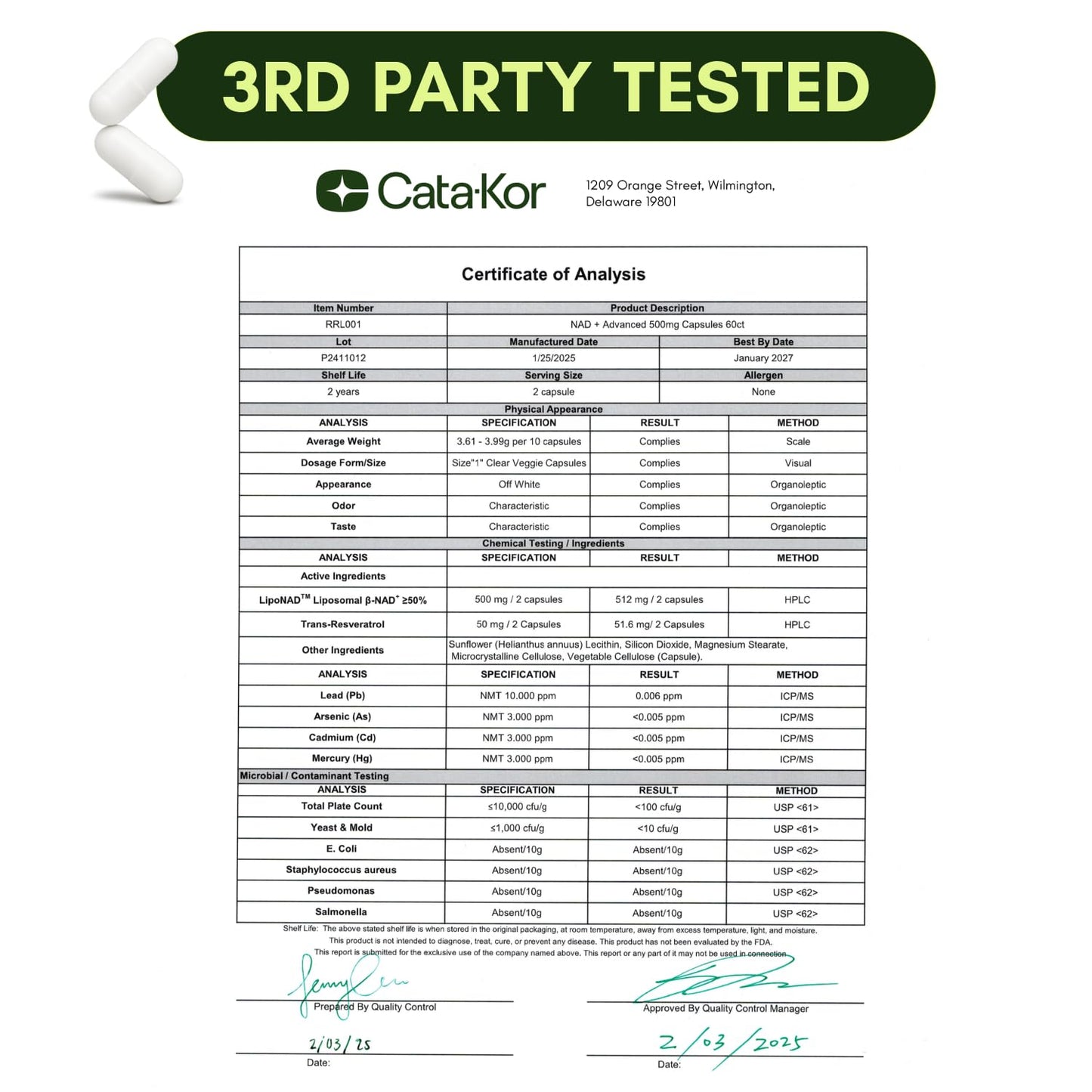 Cata-Kor Liposomal NAD + Advanced with Resveratrol – 60 Capsules