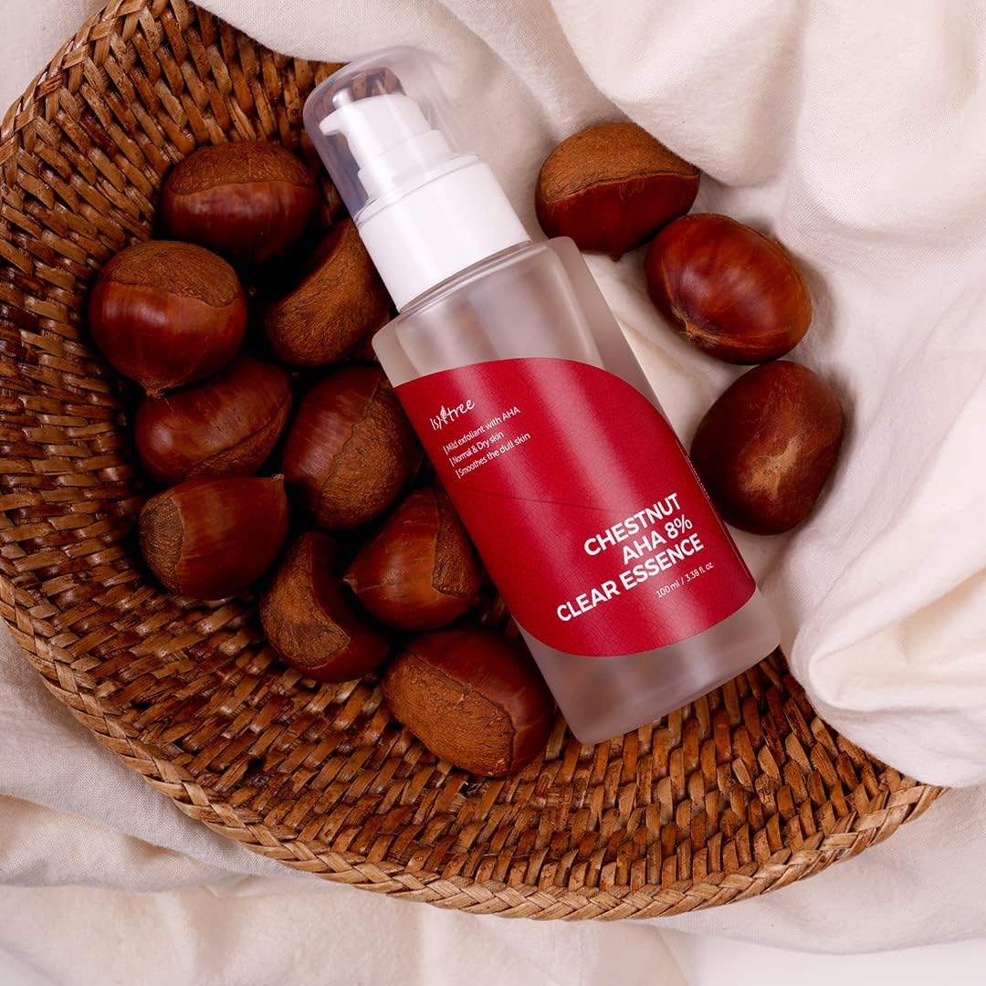 ISNTREE Chestnut AHA 8% Clear Essence 100ml, 3.38 fl oz | Tightening pores Chemical Facial Essence for Dead Skin Cells upcycling Ingredients Chestnut Shells | Korean Skincare