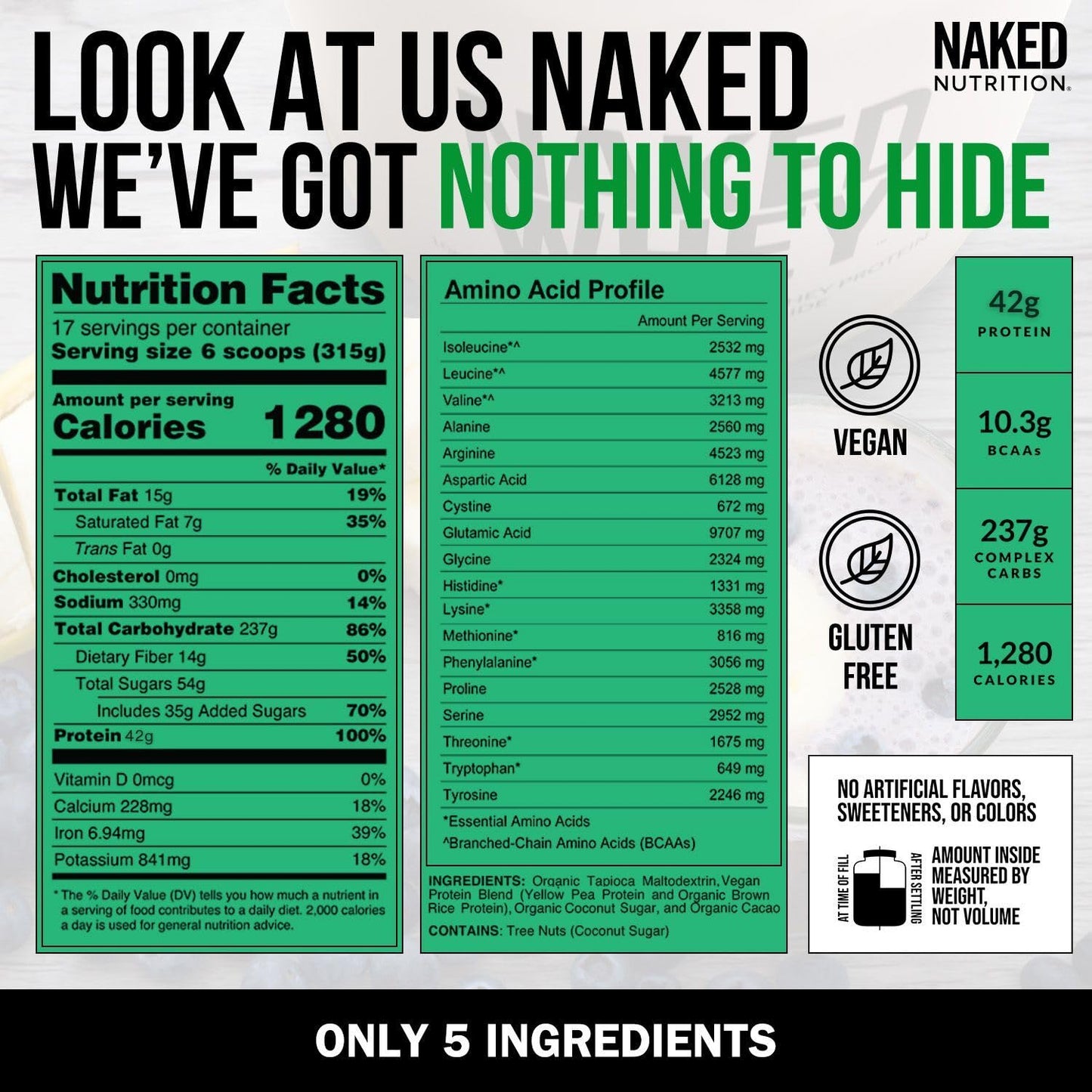 NAKED Vegan Mass - Natural Vegan Weight Gainer Protein Powder