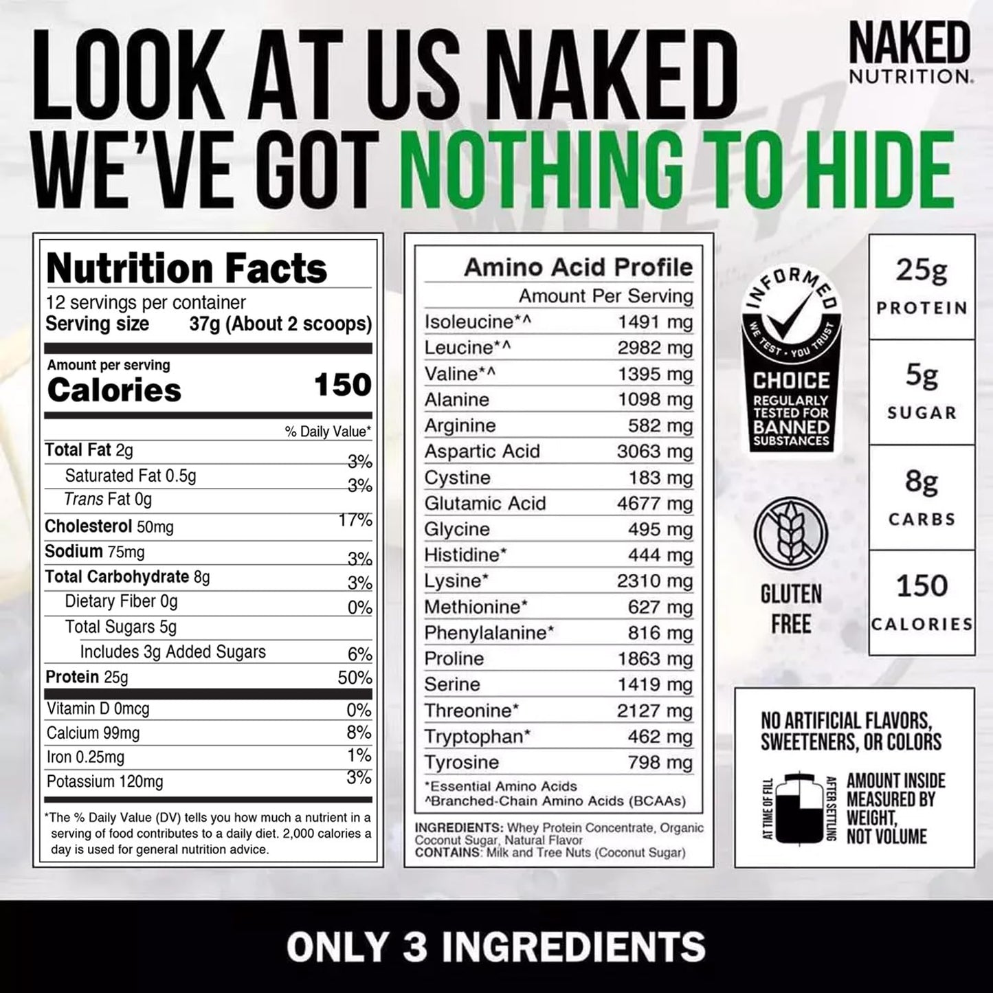 NAKED Whey Vanilla Protein Powder -  Grass Fed