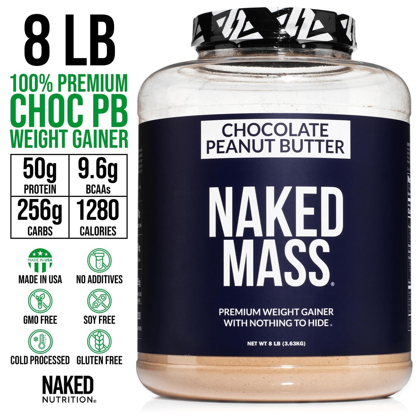 NAKED Chocolate Mass Gainer - All Natural Weight Gainer Protein Powder