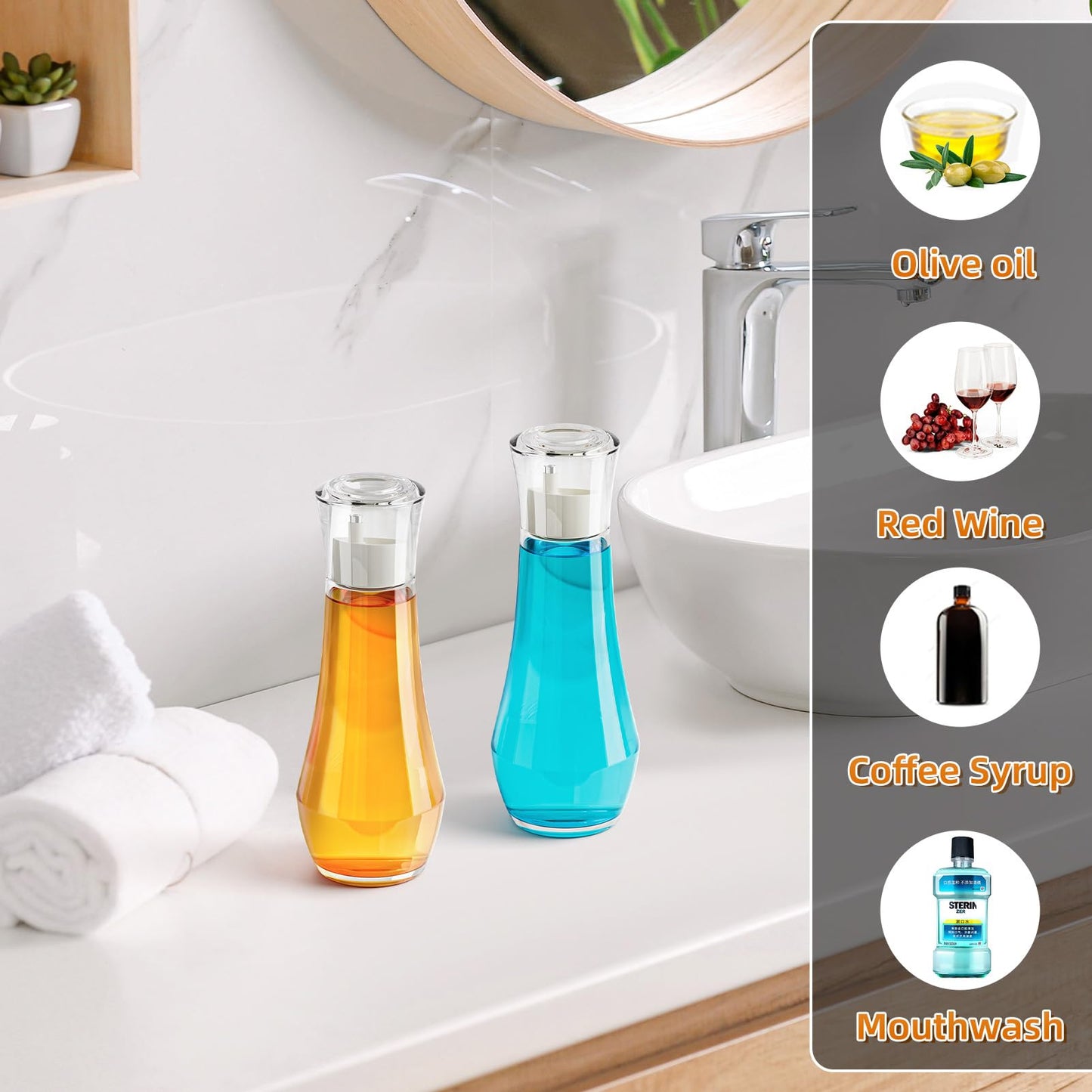 VITVITI Glass Mouthwash Decanter for Bathroom (2 ea)