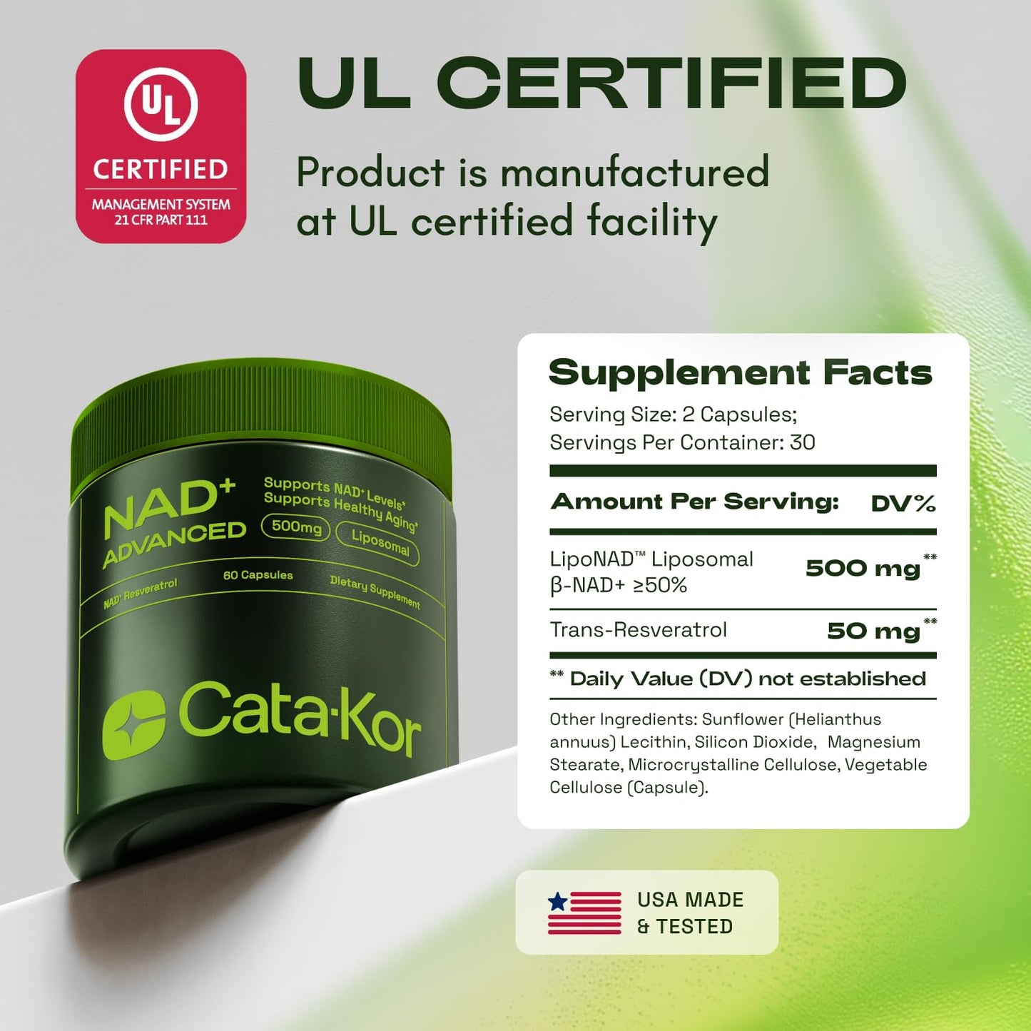 Cata-Kor Liposomal NAD + Advanced with Resveratrol – 60 Capsules