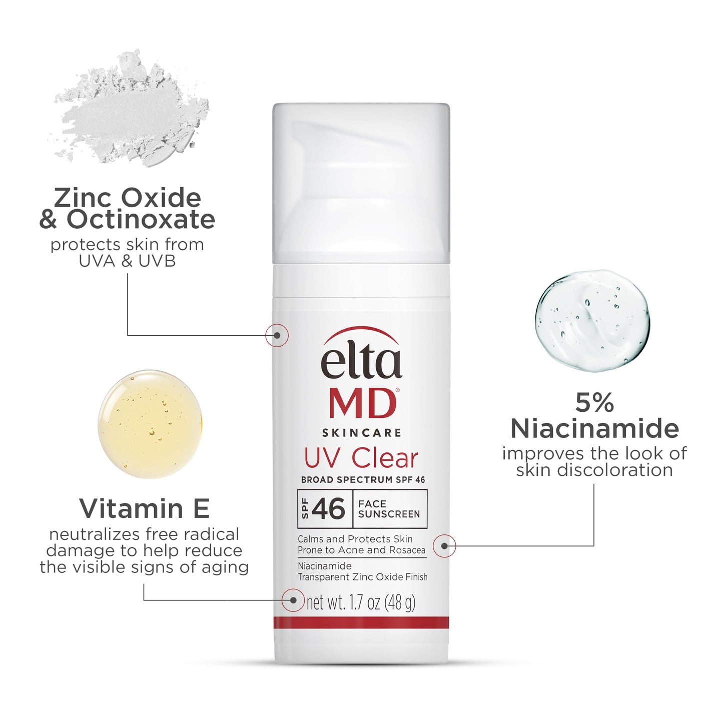 EltaMD UV Clear Face Sunscreen SPF 46, Oil-Free Sunscreen with Zinc Oxide, Dermatologist Recommended