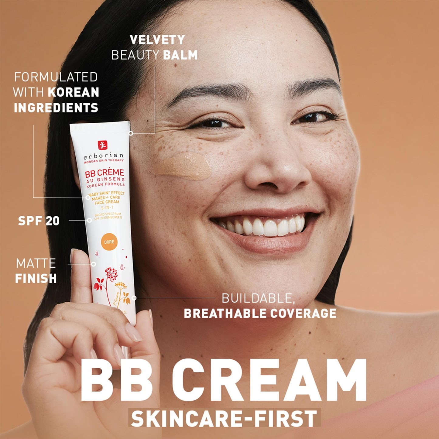 Erborian BB Cream with Ginseng - Lightweight Buildable Coverage with SPF & Ultra-Soft Matte Finish - Korean Face Skincare