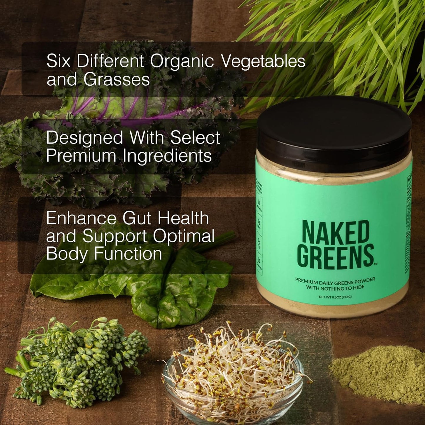 NAKED Super Greens Powder Organic Greens Supplement