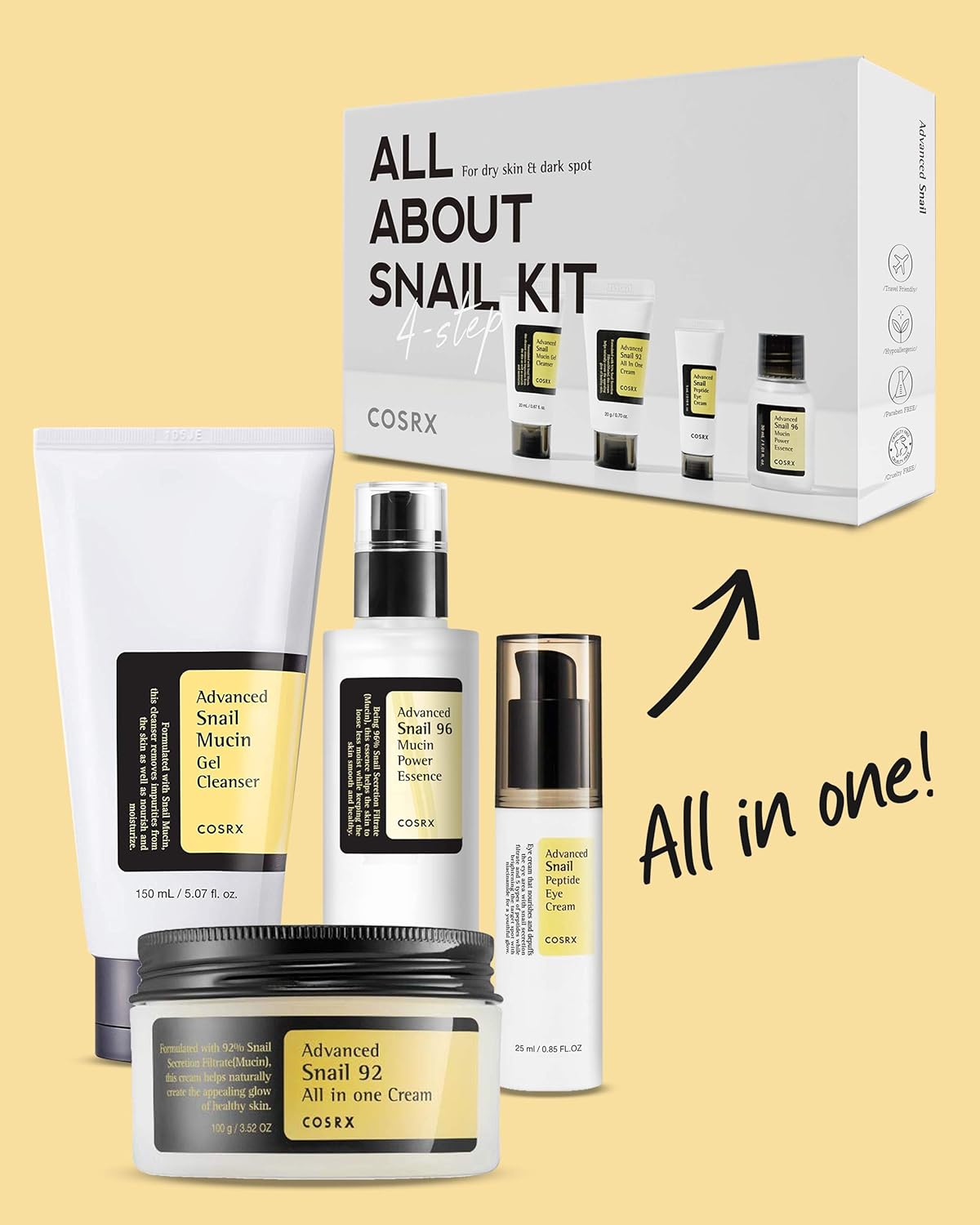 COSRX All About Snail Mucin Set, Mini Travel Essentials